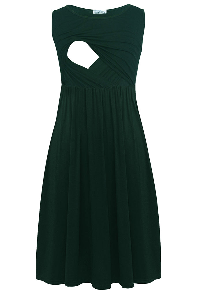 Summer Sleeveless Maternity Nursing Dress Deep Green / XX-Large Summer Sleeveless Maternity Nursing Dress Deep Green / XX-Large