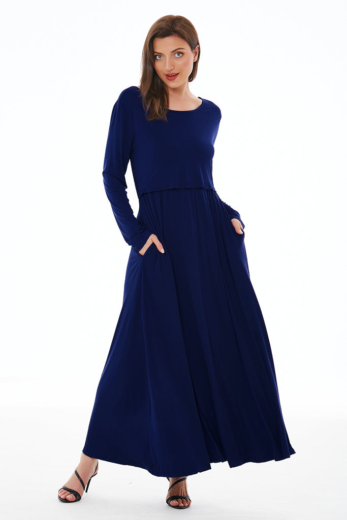 Long Sleeve Nursing Maxi Dress – Smallshow