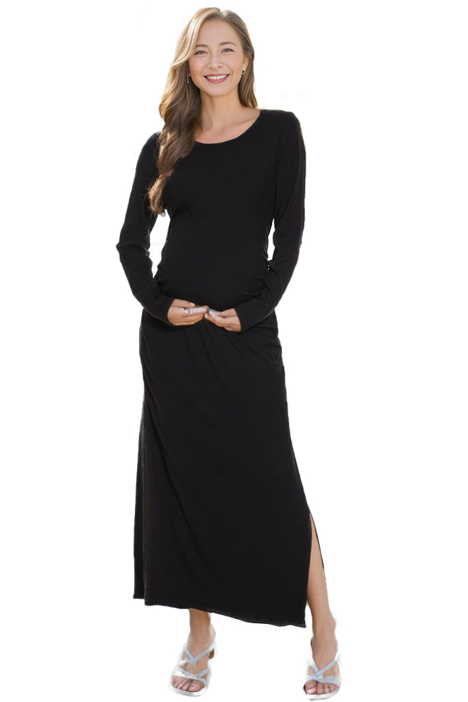 Long Sleeve Maternity Maxi Dress-Smallshow