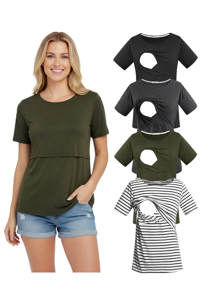 Black-Deep Grey-Army Green-White Stripe