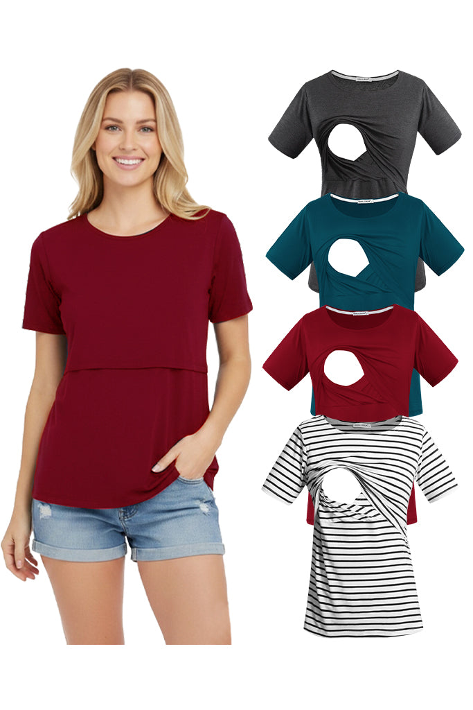 Deep Grey-Teal-Wine-White Stripe