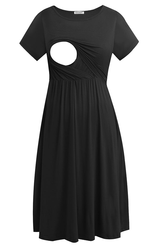 nursing dresses Short Sleeve Summer Nursing Dress Black / X-Large