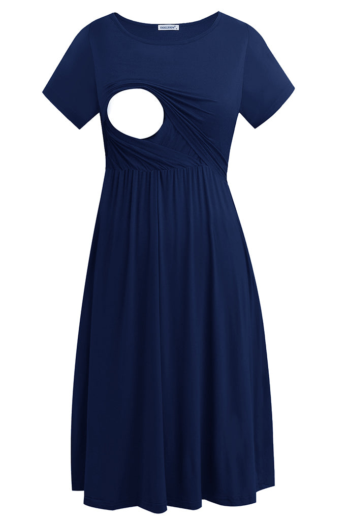knee length dresses for ladies Short Sleeve Summer Nursing Dress Army Green / XX-Large