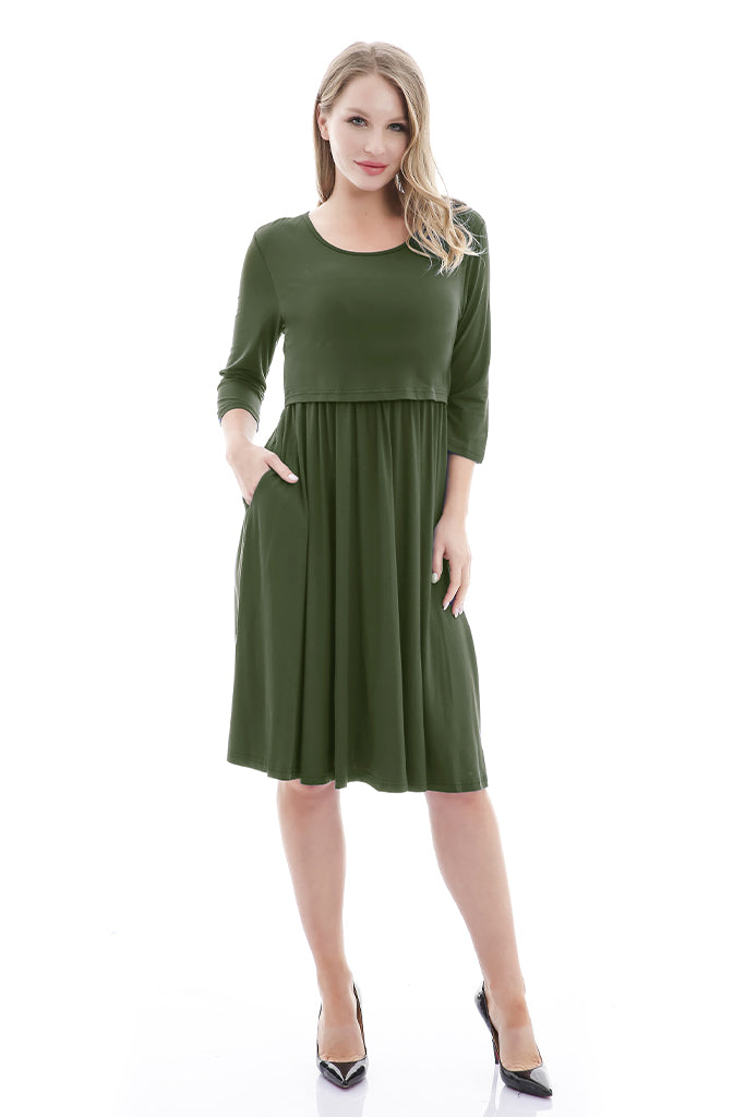 nursing dresses casual Women's Maternity Casual Short Sleeve Wrap V Neck Nursing Dress