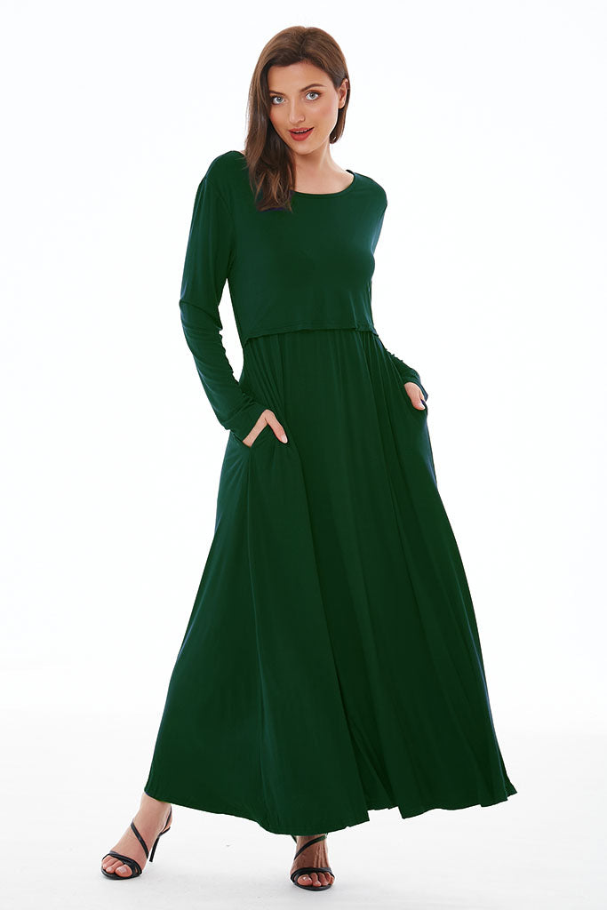 Long Sleeve Nursing Maxi Dress