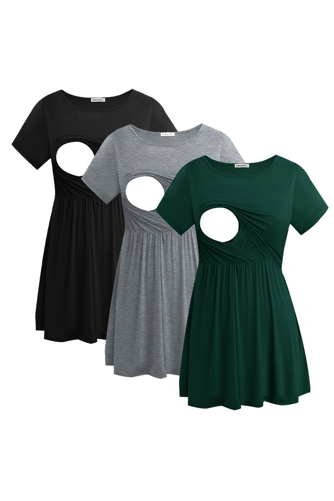 UILGO Draped Front Maternity Nursing Tops 3-Pack – Smallshow