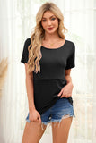 Smallshow Ribbed Short Sleeve Nursing Top