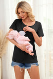 Smallshow Ribbed Short Sleeve Nursing Top