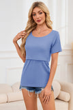 Smallshow Ribbed Short Sleeve Nursing Top