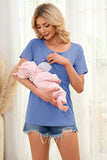 Smallshow Ribbed Short Sleeve Nursing Top