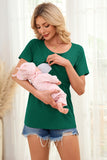 Smallshow Ribbed Short Sleeve Nursing Top