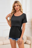 Smallshow Ribbed Short Sleeve Nursing Top