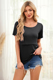 Smallshow Ribbed Short Sleeve Nursing Top