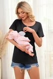 Smallshow Ribbed Short Sleeve Nursing Top