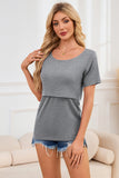 Smallshow Ribbed Short Sleeve Nursing Top
