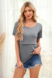 Smallshow Ribbed Short Sleeve Nursing Top