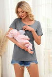 Smallshow Ribbed Short Sleeve Nursing Top