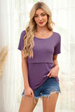 Smallshow Ribbed Short Sleeve Nursing Top
