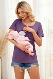 Smallshow Ribbed Short Sleeve Nursing Top