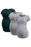 Deep Green-Light Grey-White Stripe