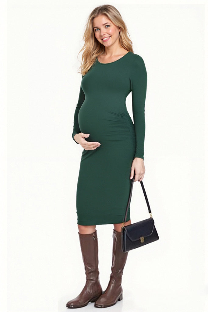 knee length dresses for ladies Bodycon Long Sleeve Maternity Dress Grey Green / XX-Large