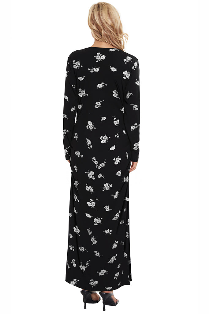 Long Sleeve Floral Maternity Maxi Dress SVP121 / Medium Long Sleeve Floral Maternity Maxi Dress SVP121 / Medium