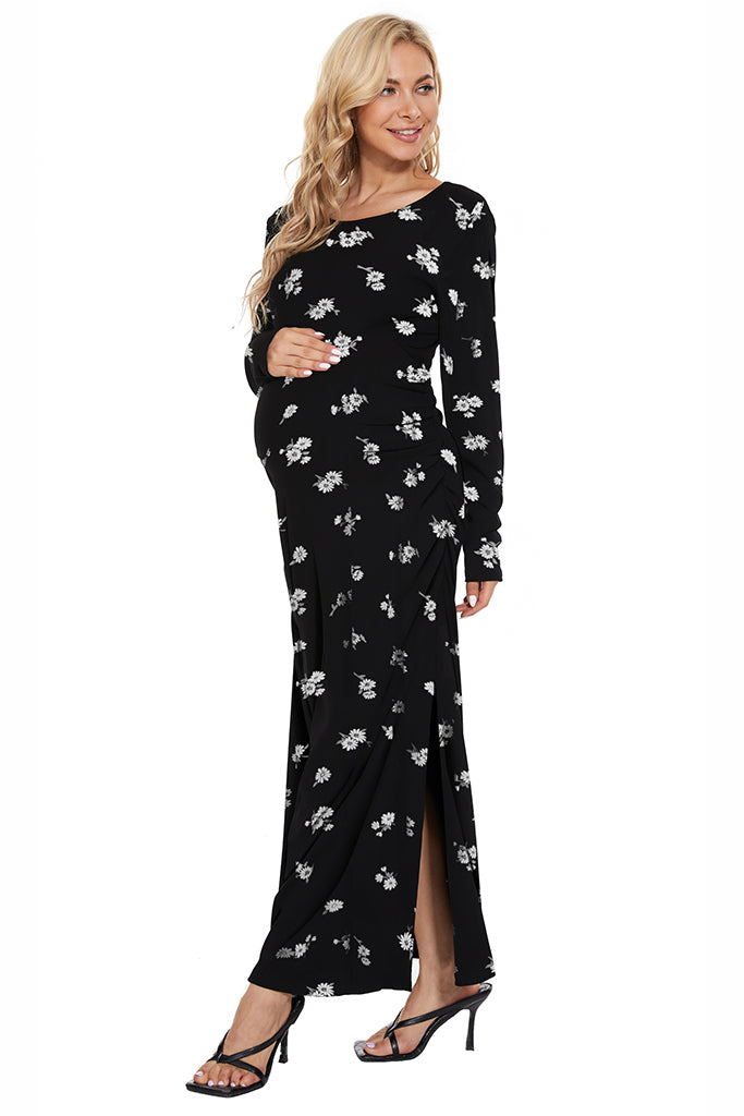 Long Sleeve Floral Maternity Maxi Dress SVP121 / Medium Long Sleeve Floral Maternity Maxi Dress SVP121 / Medium