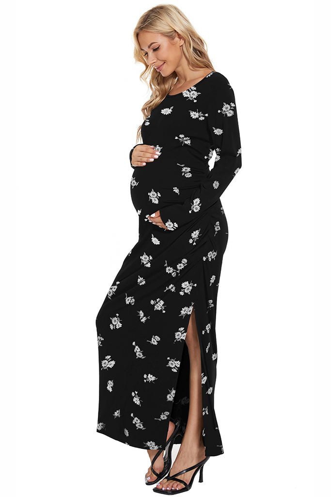 Long Sleeve Floral Maternity Maxi Dress SVP121 / Medium Long Sleeve Floral Maternity Maxi Dress SVP121 / Medium