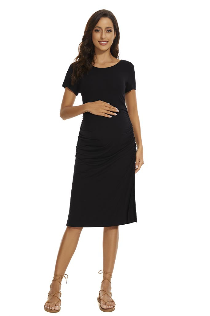 Short Sleeve Split Maternity T Shirt Dress Teal / Medium Short Sleeve Split Maternity T Shirt Dress Teal / Medium