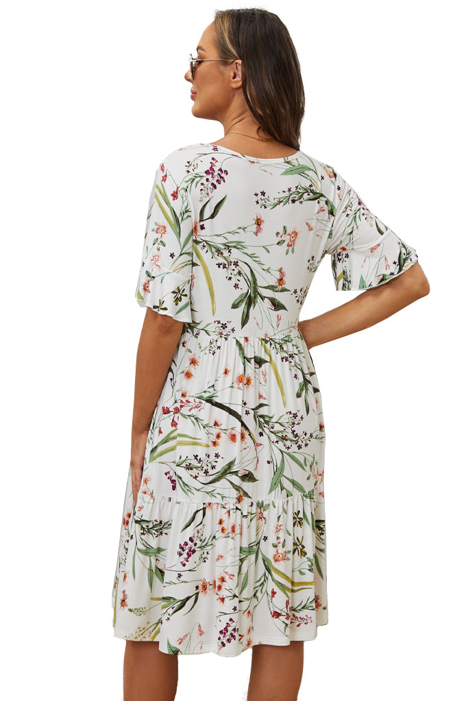 Floral Ruffle Short Sleeve Maternity Dress-Smallshow SVP089 / XX-Large Floral Ruffle Short Sleeve Maternity Dress-Smallshow SVP089 / XX-Large