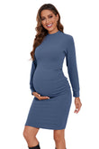 Mock Neck Maternity Sweater Dress - Smallshow Teal / X-Large Mock Neck Maternity Sweater Dress - Smallshow Teal / X-Large