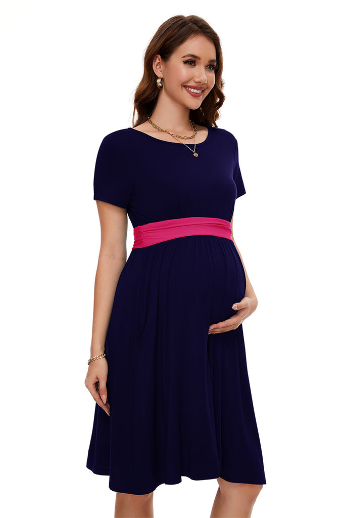 Smallshow Casual Maternity Dress with Pockets