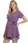 Ribbed Tie Front Cute Maternity Top