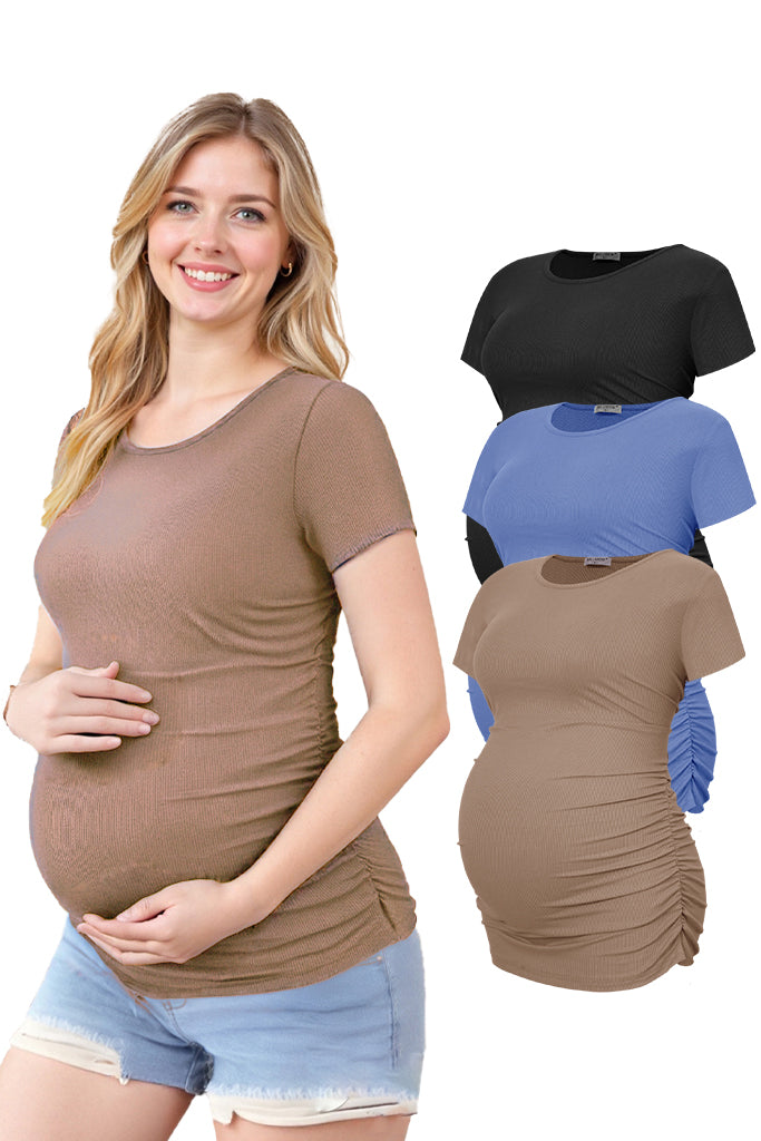 Pack De 3 T-shirts D'allaitement Smallshow - Manches Courtes - 93% Rayonne - Confort Grossesse Et Nursing