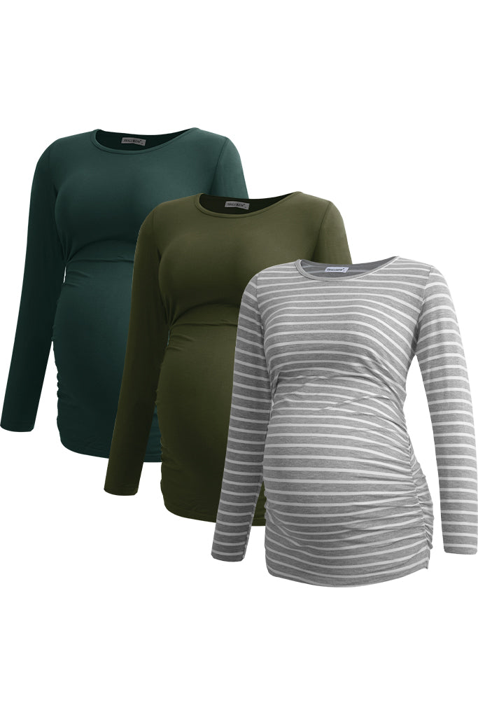 Deep Green-Army Green-Light Grey Stripe