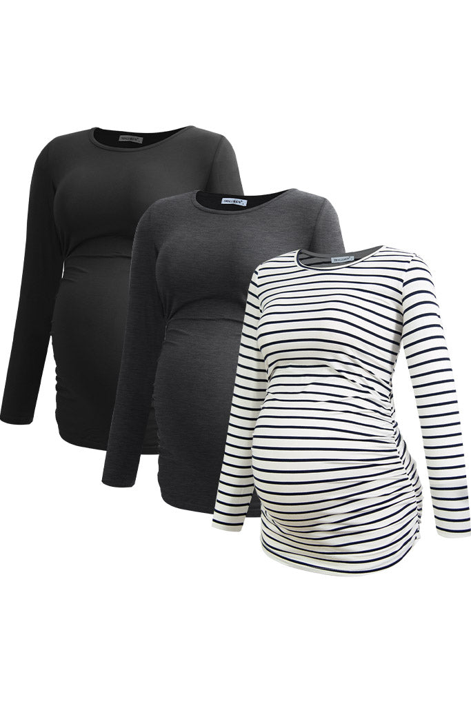 Black-Deep Grey-White Stripe