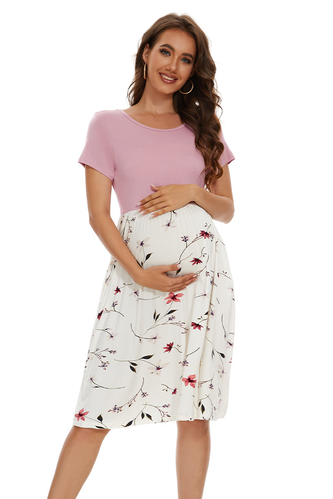 Short Sleeve Floral Maternity Dress SVP121 / Small Short Sleeve Floral Maternity Dress SVP121 / Small