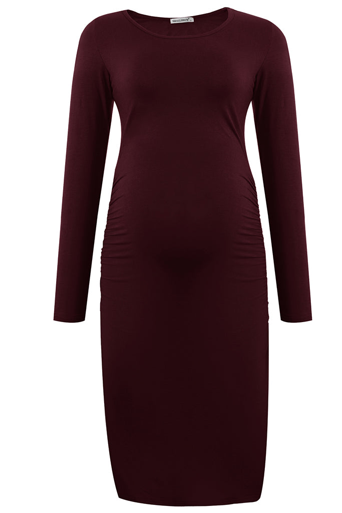 Long Sleeve Bodycon Maternity Dress-Smallshow